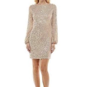 Premier Amour- Rose Gold Long Sleeve Sequin Dress - Sz 8